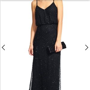 adrianna papell Art deco blouson beaded gown